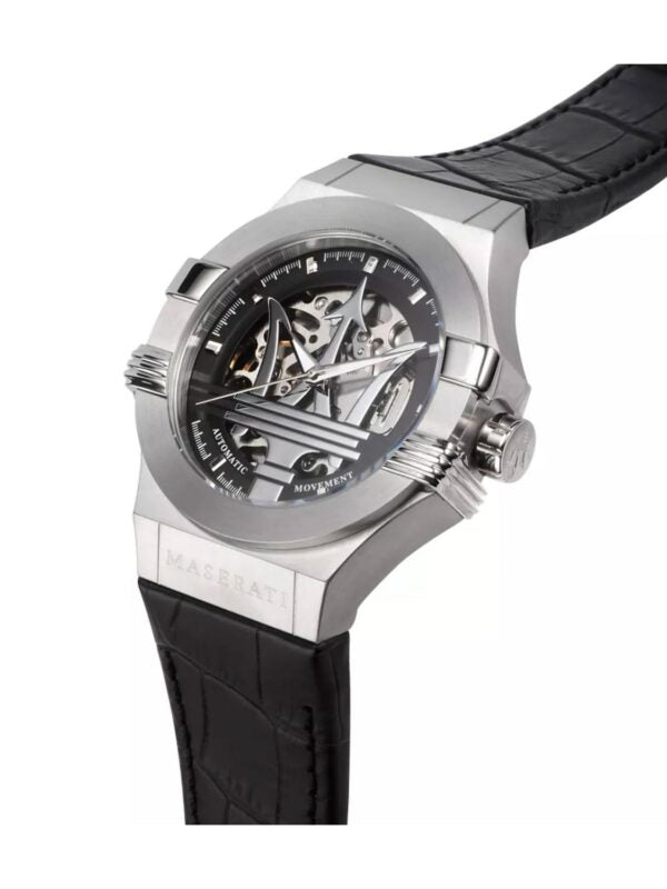 MASERATI POTENZA AUTOMATIC BRACELET EN CUIR NOIR 65672