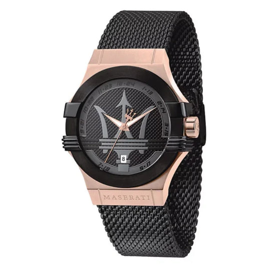MASRATI POTENZA BRACELET NOIR CADRAN OR ROSE 736454