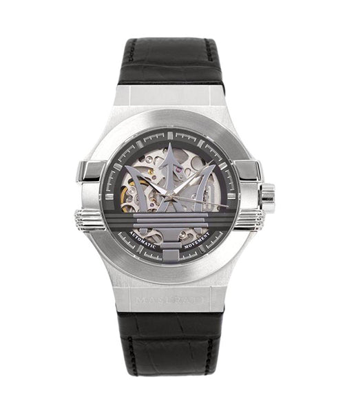 MASERATI POTENZA AUTOMATIC BRACELET EN CUIR NOIR 65672